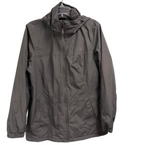 The North Face Charcoal Gray Full Zip Sherpa Lined Windbreaker Size Large Hooded